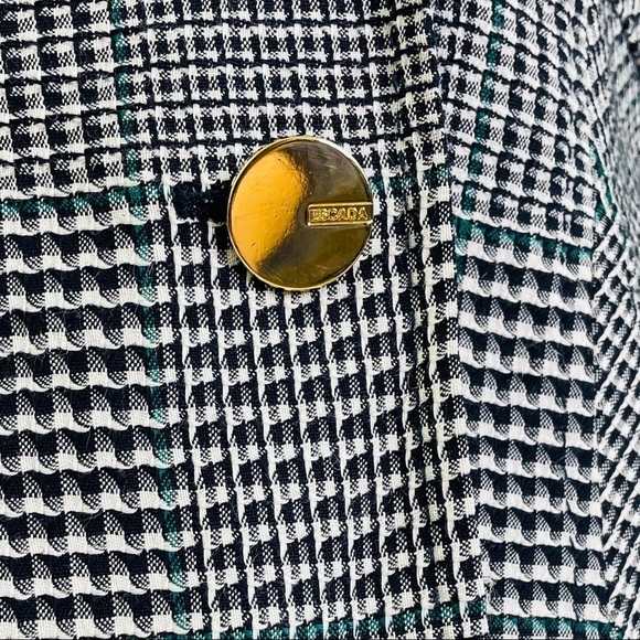 Escada Houndstooth Green Gold 2 Button Blazer - Picture 4 of 14
